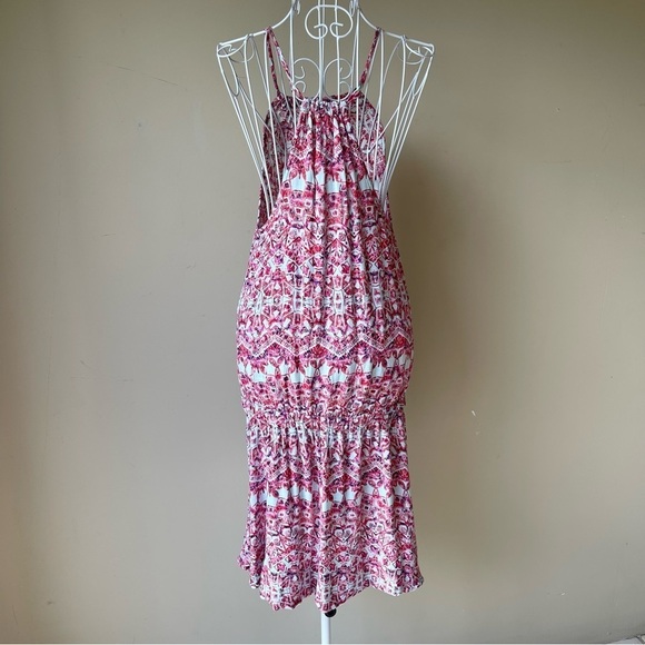 Free People Simone Boho Pocket Batik Print Dress white pink sleeveless Size M - Picture 11 of 11